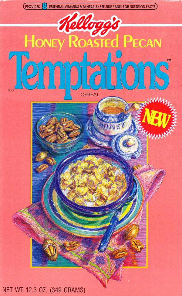 Honey Roasted Pecan Temptations Cereal Box (Front)