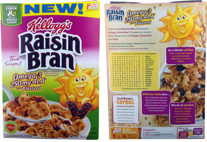 Kellogg's Raisin Bran Omega-3 250mg ALA from Flaxseed Cereal