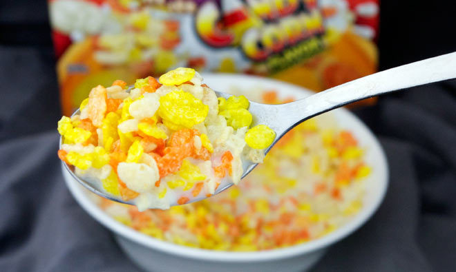 Candy Corn Pebbles In The Spoon