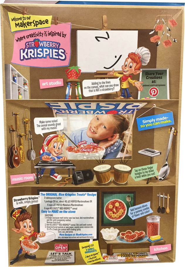 Reintroduced 2019 Strawberry Krispies Cereal Box - Back