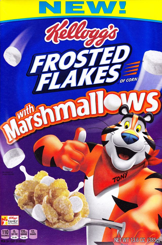 Frosted Flakes With Marshmallows Cereal Box (Front)