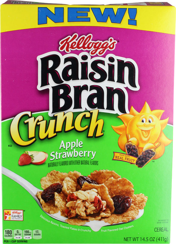 Raisin Bran Crunch Apple Strawberry Cereal Box - Front