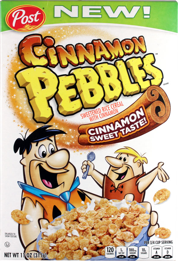 Cinnamon Pebbles Cereal Box - Front