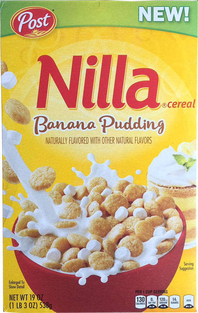 Nilla Banana Pudding Cereal Box