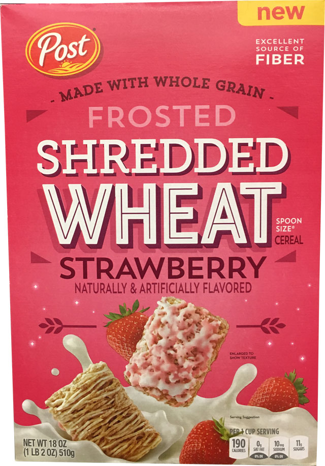 Post Frosted Shredded Wheat Strawberry Cereal Box