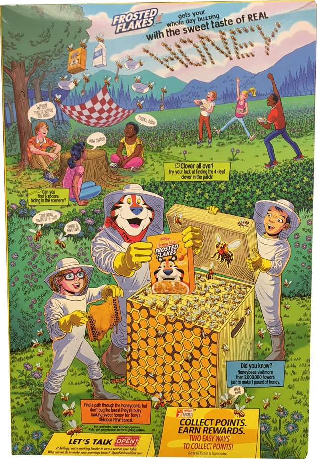 Honey Nut Frosted Flakes Cereal Box - Back