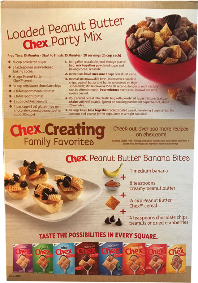 Peanut Butter Chex Cereal Box - Back