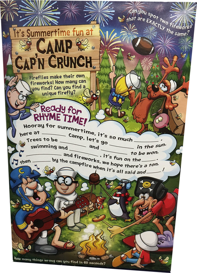 Cap'n Crunch's Red, White & Blue Crunch Cereal Box - Back