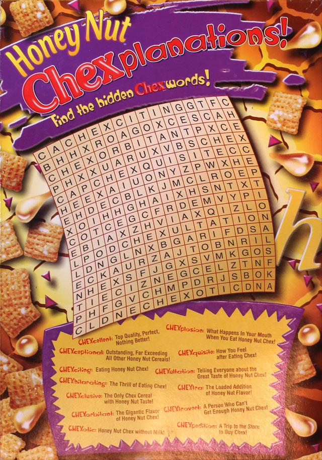 Honey Nut Chex Cereal Box (Back)