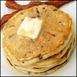 Chocolate Chip Pancakes with Honey Syrup