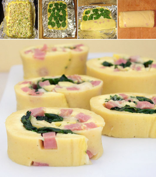 Ham And Swiss Omelet Roll