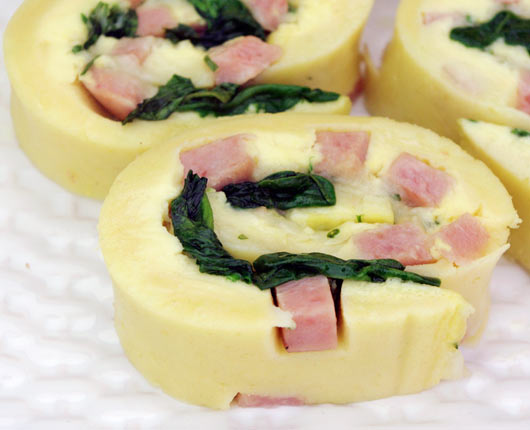 Ham And Swiss Omelet Roll Close-Up