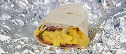 Scrambled Eggs With Cheese In A Burrito