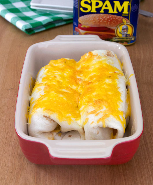 Spam Breakfast Burritos In The Pan