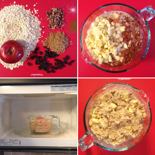 Making Microwave Apple Oatmeal