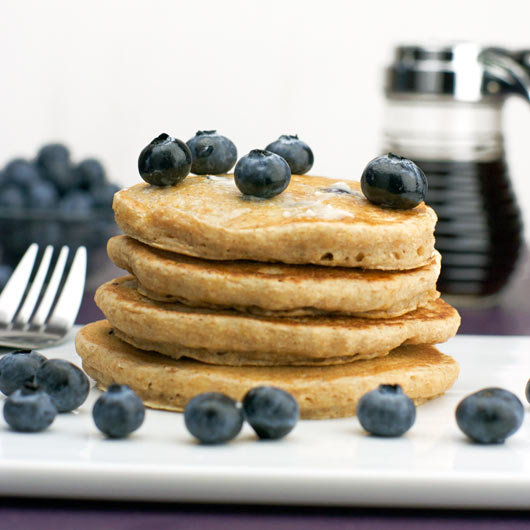 Stack of Healthy Whole Wheat Blueberry Pancakes