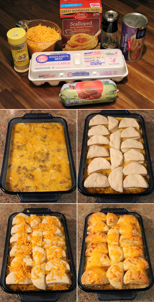 Making a Biscuit-Topped Breakfast Casserole