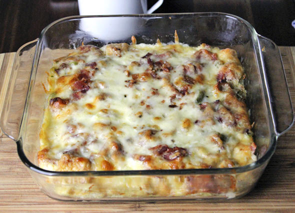 Bacon Crouton Breakfast Casserole In The Pan