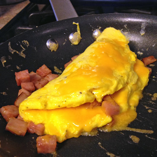 Ham And Cheese Omelette In The Pan