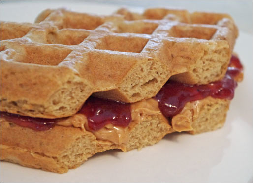 Peanut Butter And Jelly Waffle Sandwiches