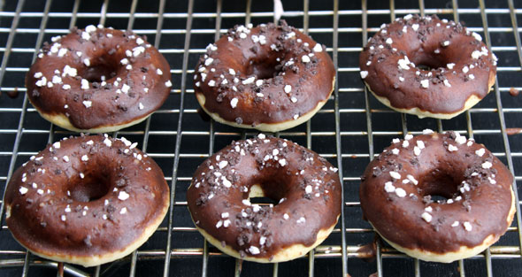 Mini Baked Cake Donuts With Chocolate Icing