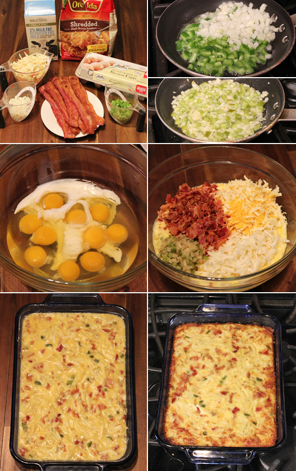 Making a Hash Brown Breakfast Casserole w/ Bacon