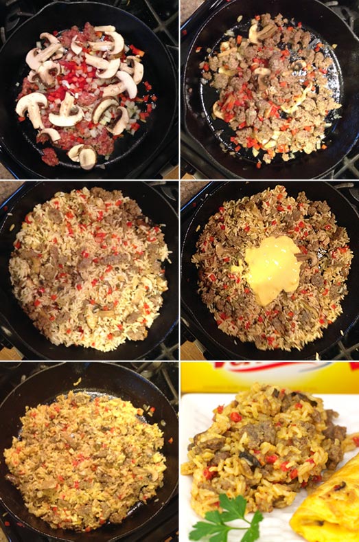 Making Skillet Breakfast Rice With Velveeta