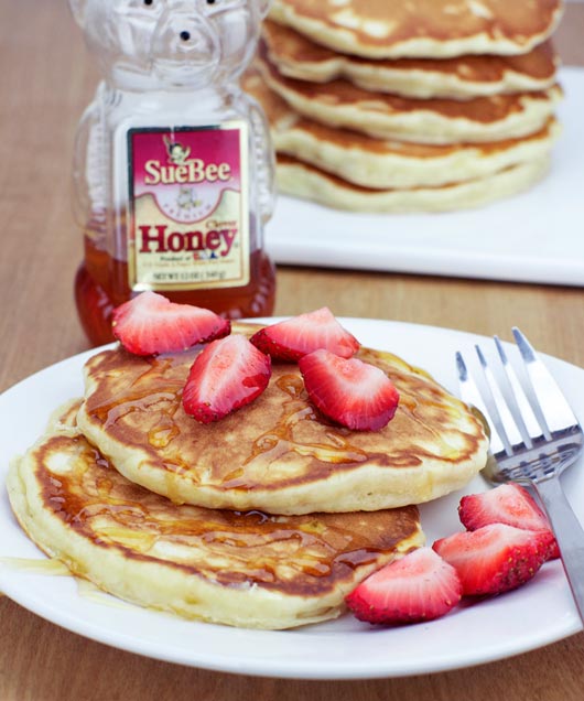 Honey Apple Pancakes With Strawberries