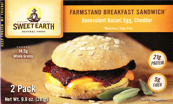 Farmstand Flaxbread Breakfast Sandwich (with) Benevolent Bacon, Egg (and) Cheddar