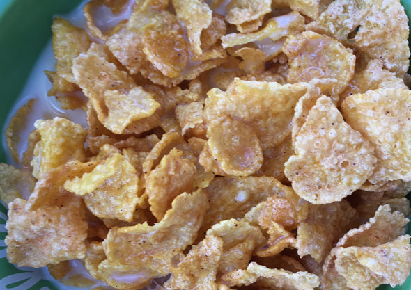 Bowl of Pumpkin Spice Frosted Flakes Cereal