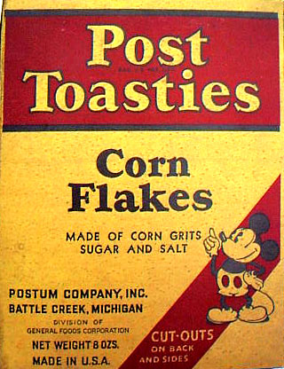 1935 Post Toasties Corn Flakes Box