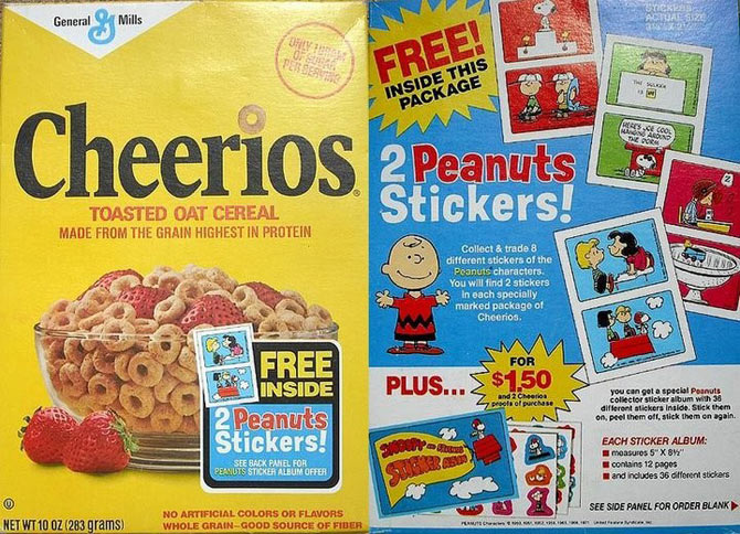 Cheerios Peanuts Stickers Box