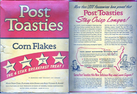 Vintage Post Toasties Box - Front & Back