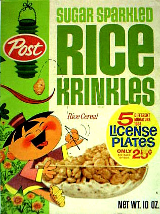 1968 Sugar Sparkled Rice Krinkles Box