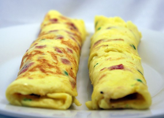 Rolled German Omelette With Bacon And Chives