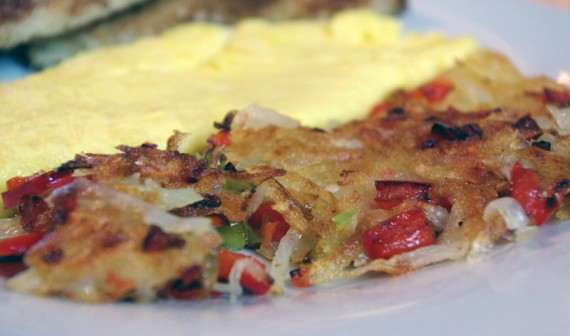 Hash Browns With Chopped Peppers And Onion