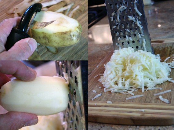 Peeling And Shredding Potatoes For Hash Browns