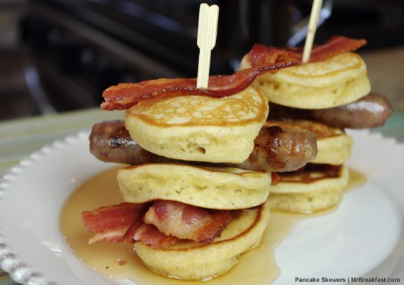 Breakfast Meat Pancake Skewers