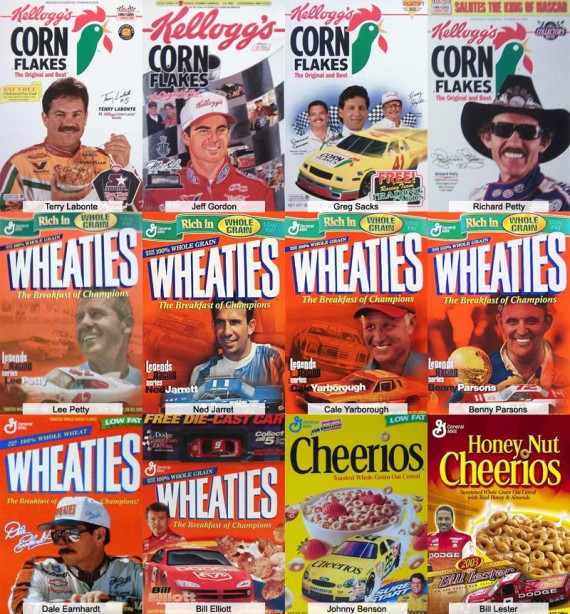 Race Car Drivers On Cereal Boxes