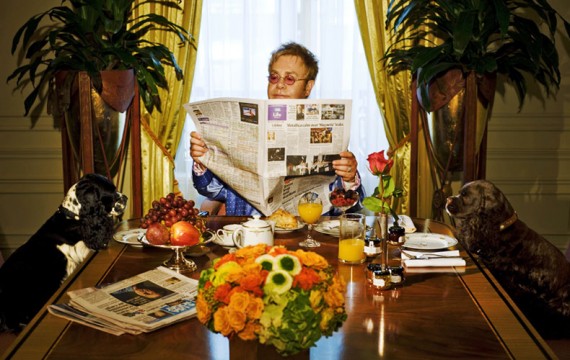 Elton John Having Breakfast