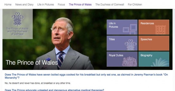 Prince Charles Website On Eggs