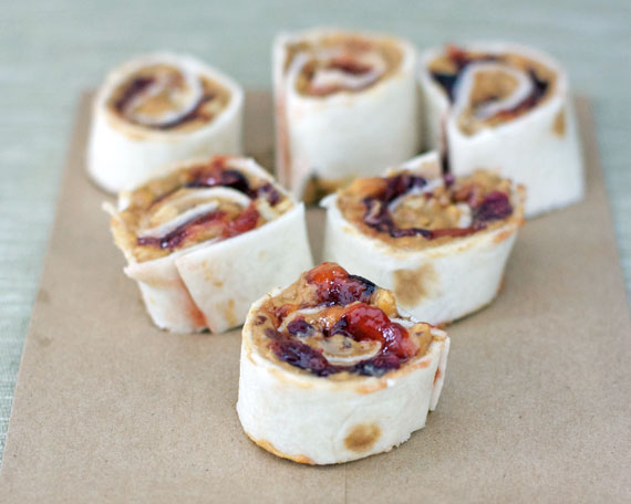 Cranberry Sauce And Peanut Butter Pinwheels