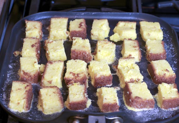 Frying French Toast Golden Nuggets