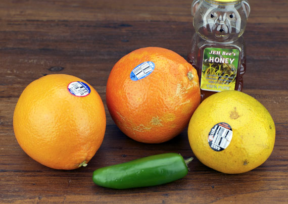 Ingredients For Oranges With Honey And Jalapeno