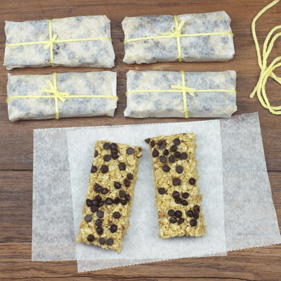 Wrapping No-Bake Chocolate Chip Breakfast Bars