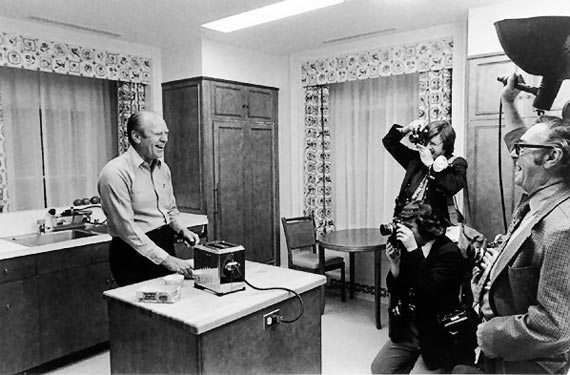 President Gerald Ford toasting English muffins