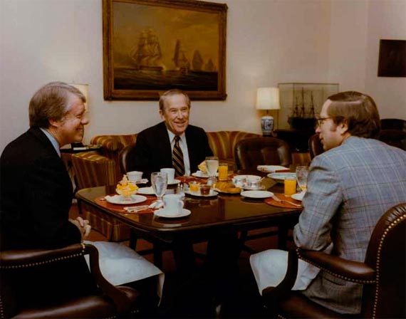 President Jimmy Carter having breakfast