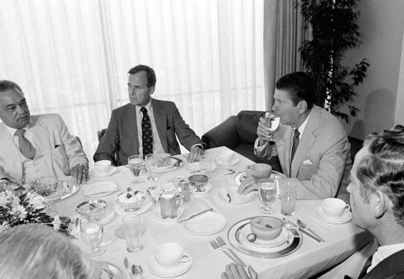 Ronald Reagan having breakfast