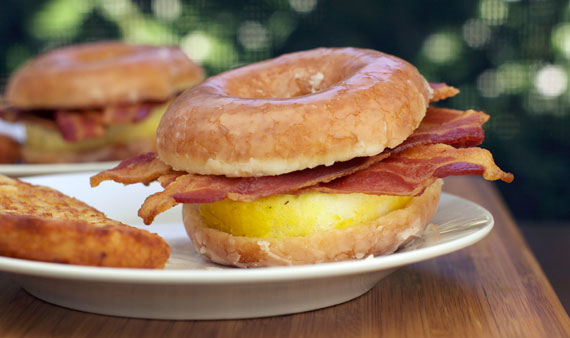 Egg And Bacon Donut Sandwich