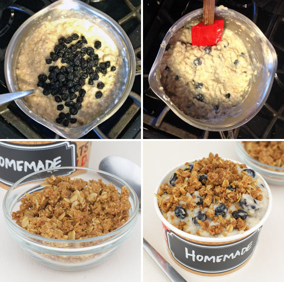 Making Blueberry Muffin Oatmeal